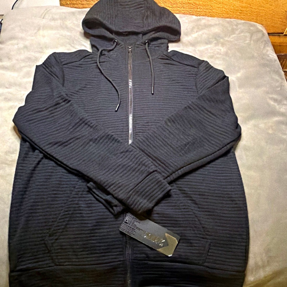 RBX Active Men's Full Zip Hoodie Black Knit Pockets Regular Fit Sz M
